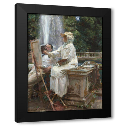 The Fountain, Villa Torlonia, Frascati, Italy Black Modern Wood Framed Art Print by Sargent, John Singer