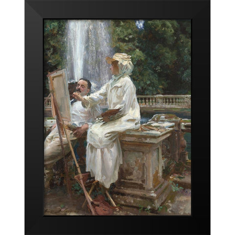 The Fountain, Villa Torlonia, Frascati, Italy Black Modern Wood Framed Art Print by Sargent, John Singer
