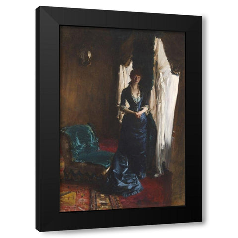 Madame Paul Escudier (Louise Lefevre) Black Modern Wood Framed Art Print with Double Matting by Sargent, John Singer