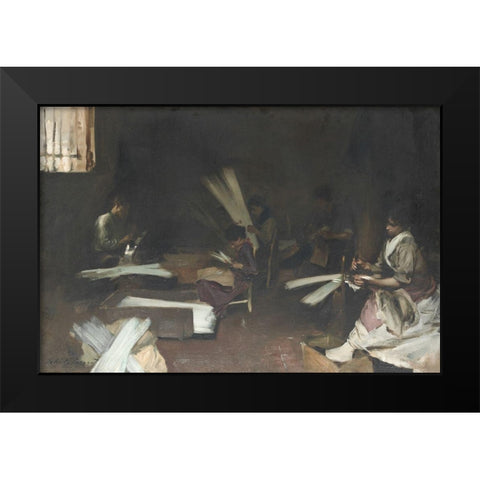 Venetian Glass Workers Black Modern Wood Framed Art Print by Sargent, John Singer