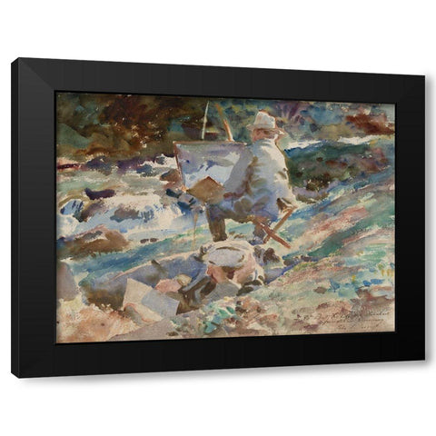 An Artist at His Easel Black Modern Wood Framed Art Print by Sargent, John Singer