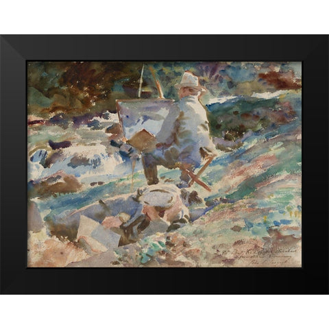 An Artist at His Easel Black Modern Wood Framed Art Print by Sargent, John Singer
