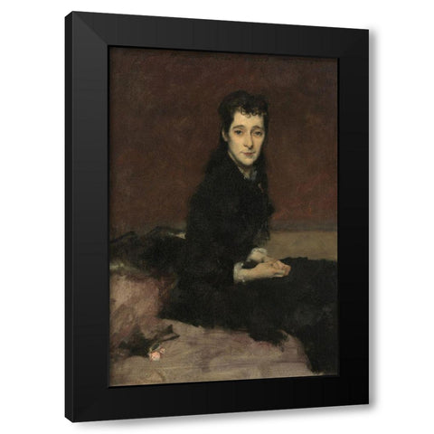 Mrs. Charles Gifford Dyer (Mary Anthony) Black Modern Wood Framed Art Print with Double Matting by Sargent, John Singer