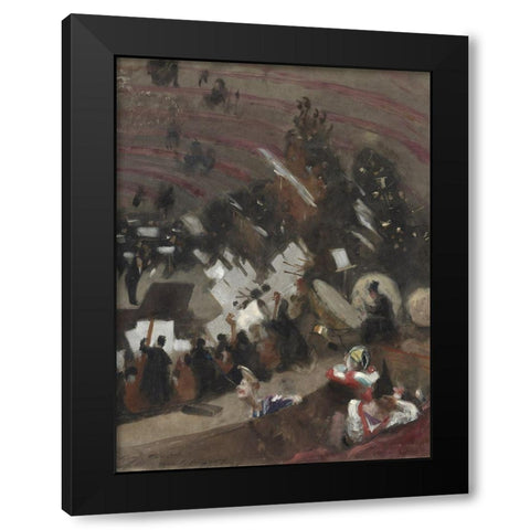Rehearsal of the Pasdeloup Orchestra at the Cirque dâ€™Hiver Black Modern Wood Framed Art Print with Double Matting by Sargent, John Singer