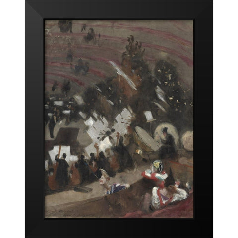 Rehearsal of the Pasdeloup Orchestra at the Cirque dâ€™Hiver Black Modern Wood Framed Art Print by Sargent, John Singer