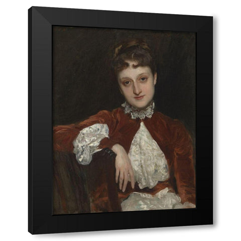 Mrs. Charles Deering (Marion Denison Whipple) Black Modern Wood Framed Art Print with Double Matting by Sargent, John Singer