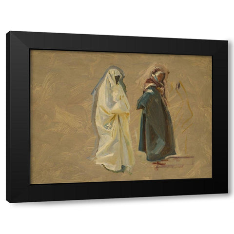 Study of Two Bedouins Black Modern Wood Framed Art Print with Double Matting by Sargent, John Singer
