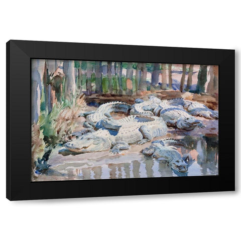 Muddy Alligators Black Modern Wood Framed Art Print with Double Matting by Sargent, John Singer