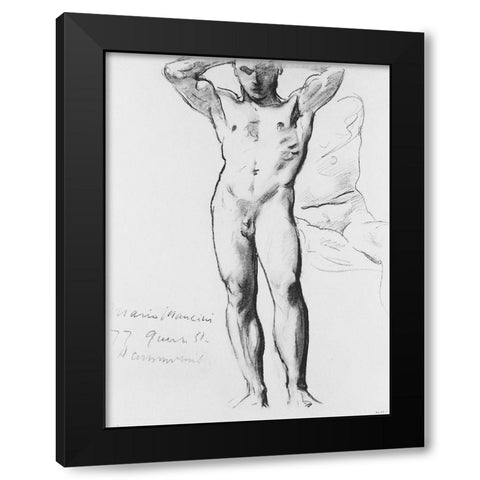 Man Standing, Hands on Head Black Modern Wood Framed Art Print with Double Matting by Sargent, John Singer