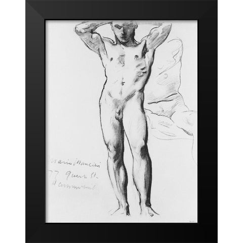 Man Standing, Hands on Head Black Modern Wood Framed Art Print by Sargent, John Singer