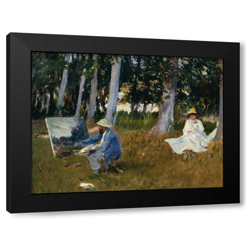 Claude MonetÂ Painting by the Edge of a Wood Black Modern Wood Framed Art Print with Double Matting by Sargent, John Singer