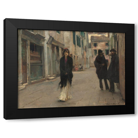 Street in Venice Black Modern Wood Framed Art Print by Sargent, John Singer
