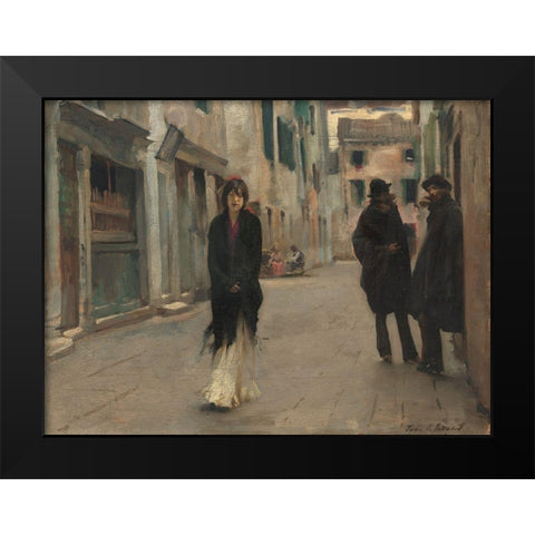 Street in Venice Black Modern Wood Framed Art Print by Sargent, John Singer