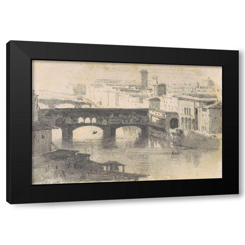 Ponte Vecchio, Florence Black Modern Wood Framed Art Print with Double Matting by Sargent, John Singer