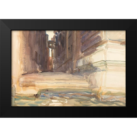 The Calle della Rosa with the Monte di Pieta, Venice Black Modern Wood Framed Art Print by Sargent, John Singer
