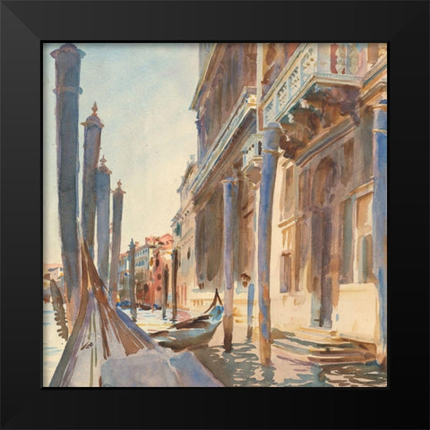 Gondola Moorings on the Grand Canal Black Modern Wood Framed Art Print by Sargent, John Singer