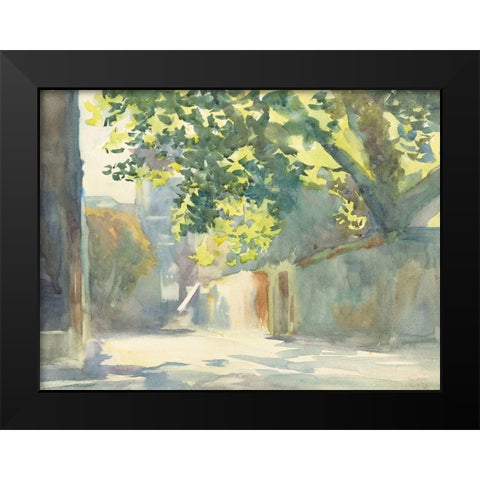 Sunlit Wall Under a Tree Black Modern Wood Framed Art Print by Sargent, John Singer