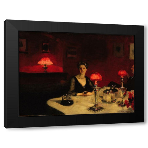 A Dinner Table at Night, 1884 Black Modern Wood Framed Art Print by Sargent, John Singer
