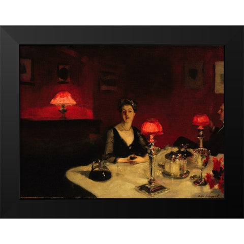 A Dinner Table at Night, 1884 Black Modern Wood Framed Art Print by Sargent, John Singer