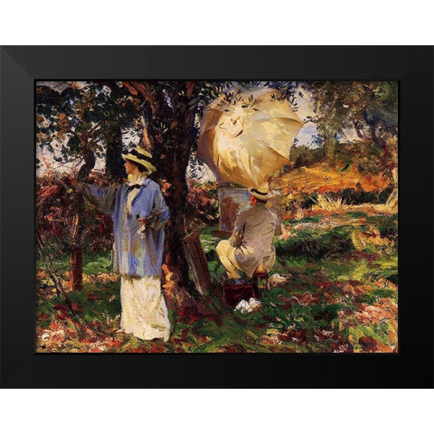 The Sketchers Black Modern Wood Framed Art Print by Sargent, John Singer