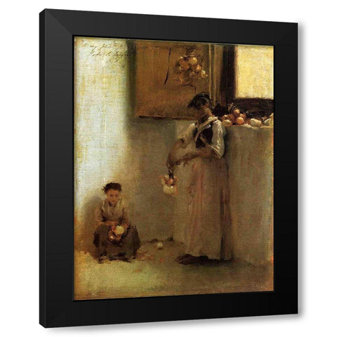 Stringing Onions Black Modern Wood Framed Art Print by Sargent, John Singer