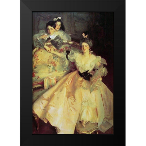 Mrs Carl Meyer and her Children Black Modern Wood Framed Art Print by Sargent, John Singer