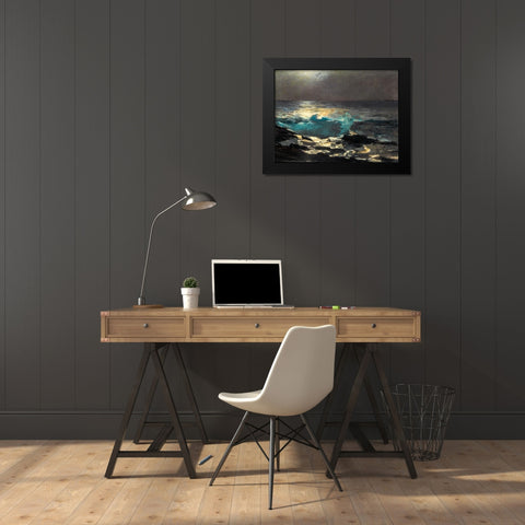 Moonlight, Wood Island Light Black Modern Wood Framed Art Print by Homer, Winslow