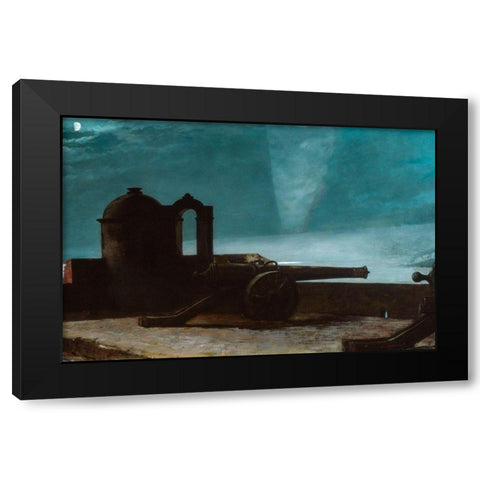 Searchlight on Harbor Entrance, Santiago de Cuba Black Modern Wood Framed Art Print by Bierstadt, Albert