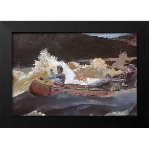 Shooting the Rapids, Saguenay River Black Modern Wood Framed Art Print by Homer, Winslow