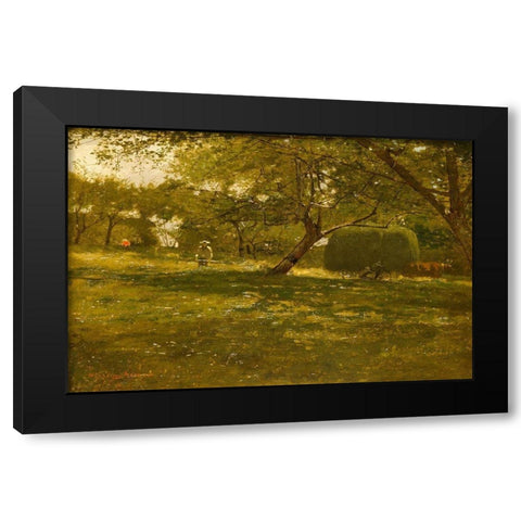 Harvest Scene Black Modern Wood Framed Art Print with Double Matting by Homer, Winslow