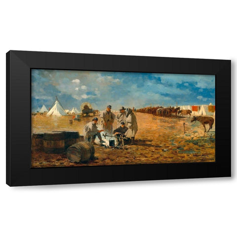 Rainy Day in Camp Black Modern Wood Framed Art Print with Double Matting by Homer, Winslow