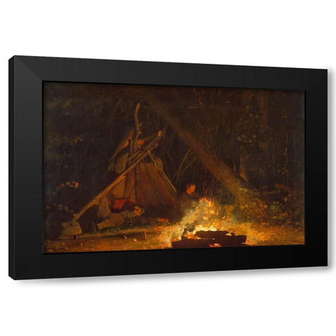 Camp Fire Black Modern Wood Framed Art Print with Double Matting by Homer, Winslow