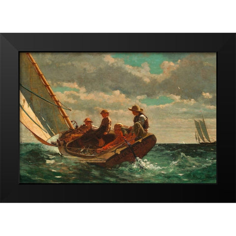 Breezing Up (A Fair Wind) Black Modern Wood Framed Art Print by Homer, Winslow
