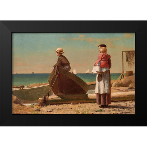 Dads Coming! Black Modern Wood Framed Art Print by Homer, Winslow