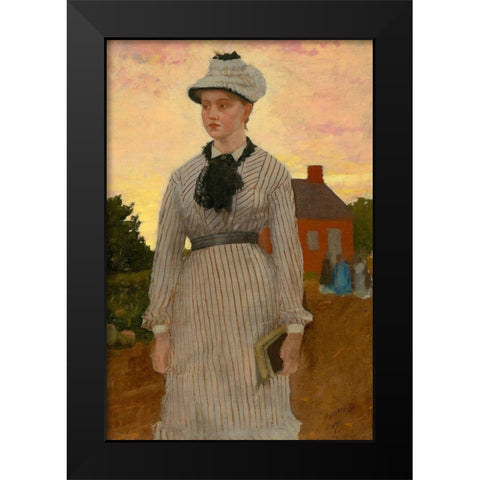 The Red School House Black Modern Wood Framed Art Print by Homer, Winslow