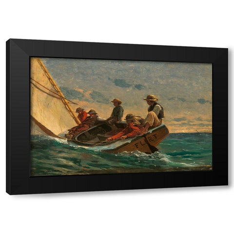 The Flirt Black Modern Wood Framed Art Print with Double Matting by Homer, Winslow