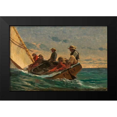 The Flirt Black Modern Wood Framed Art Print by Homer, Winslow