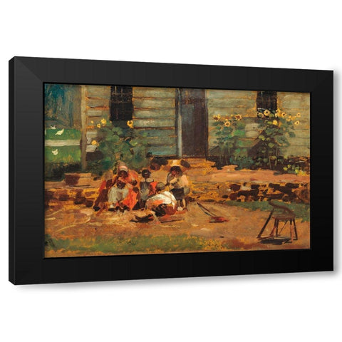 Sketch of a Cottage Yard Black Modern Wood Framed Art Print with Double Matting by Homer, Winslow