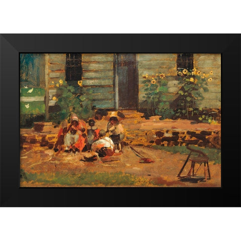 Sketch of a Cottage Yard Black Modern Wood Framed Art Print by Homer, Winslow