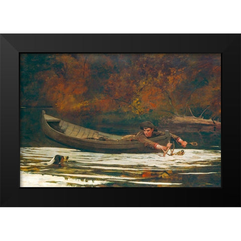 Hound and Hunter Black Modern Wood Framed Art Print by Homer, Winslow