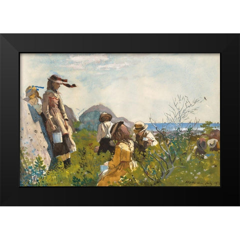 Berry Pickers Black Modern Wood Framed Art Print by Homer, Winslow