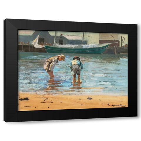 Boys Wading Black Modern Wood Framed Art Print with Double Matting by Homer, Winslow