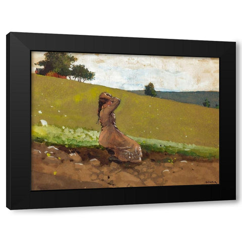 The Green Hill Black Modern Wood Framed Art Print with Double Matting by Homer, Winslow