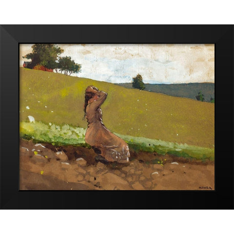 The Green Hill Black Modern Wood Framed Art Print by Homer, Winslow