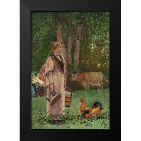 The Milk Maid Black Modern Wood Framed Art Print by Homer, Winslow