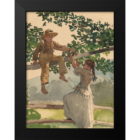 On the Fence Black Modern Wood Framed Art Print by Homer, Winslow