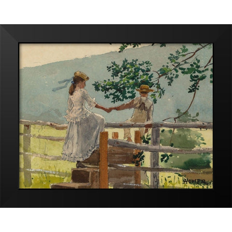 On the Stile Black Modern Wood Framed Art Print by Homer, Winslow