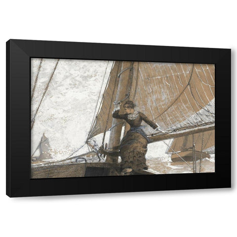 Yachting Girl Black Modern Wood Framed Art Print with Double Matting by Homer, Winslow