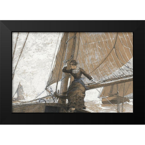 Yachting Girl Black Modern Wood Framed Art Print by Homer, Winslow