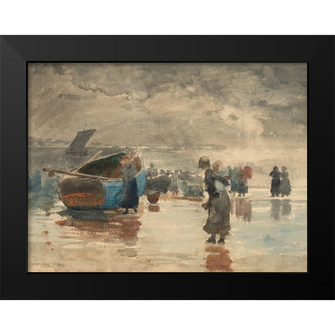 On the Sands Black Modern Wood Framed Art Print by Homer, Winslow